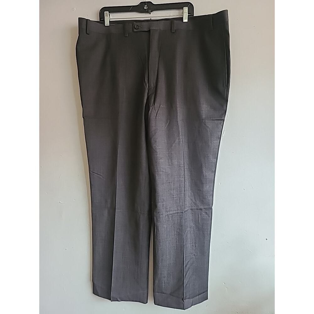 Men's 42" x 30" wool blend dressy pants dark gray subtle pinstripe Clairborne